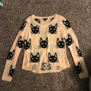 Distressed cat sweater
